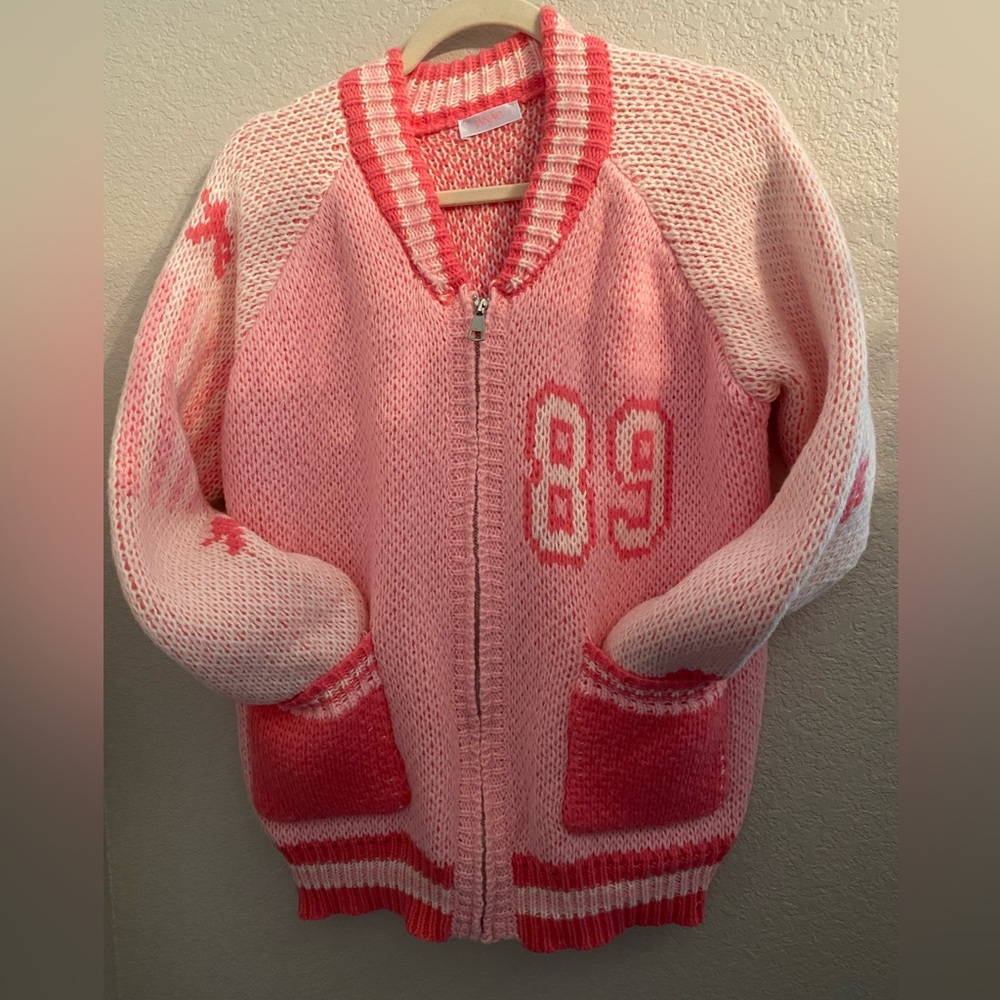 Trendy Boutique Pink and Red Knit Cardigan